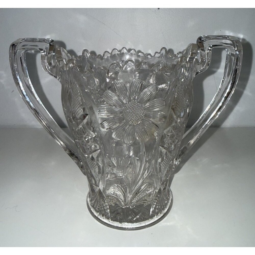 Antique Cambridge Glass Sugar Bowl Spooner Daisy Pattern VTG Chateaucore